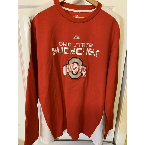 Vintage Majestic Ohio State Buckeyes Men’s Sz XL Sweatshirt Red - Picture 1 of 7